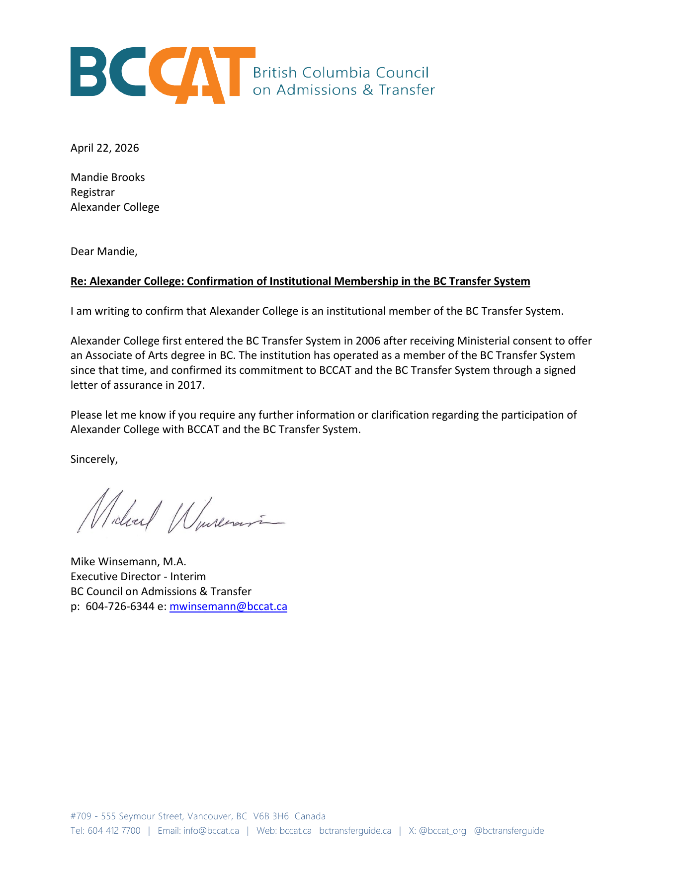 Preview of AC Confirmation of BCTS Membership April 2026